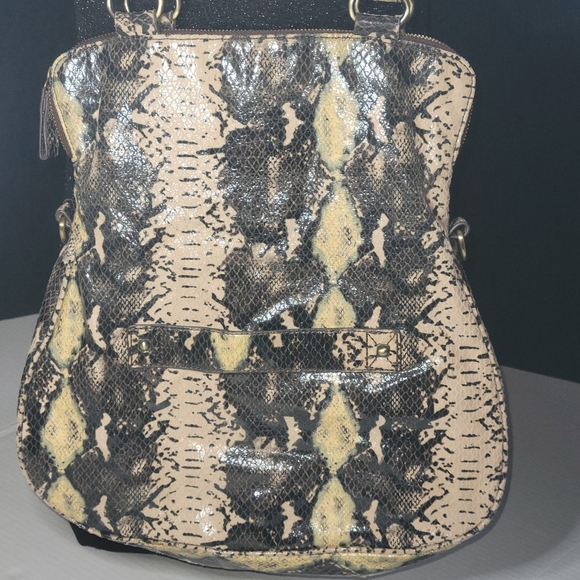 GRETTA Patent Python Hobo Bag Shoulder Black Creme - Picture 13 of 15